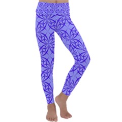 Decor Pattern Blue Curved Line Kids  Lightweight Velour Classic Yoga Leggings by Hannah976