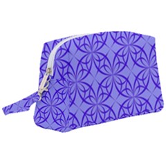 Decor Pattern Blue Curved Line Wristlet Pouch Bag (large)