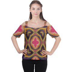 Kaleidoscope Art Pattern Ornament Cutout Shoulder T-shirt