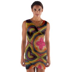 Kaleidoscope Art Pattern Ornament Wrap Front Bodycon Dress by Hannah976