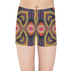 Kaleidoscope Art Pattern Ornament Kids  Sports Shorts by Hannah976