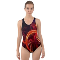 Abstract Seamless Pattern Cut-out Back One Piece Swimsuit