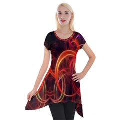 Background Fractal Abstract Short Sleeve Side Drop Tunic