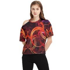 Abstract Seamless Pattern One Shoulder Cut Out T-shirt
