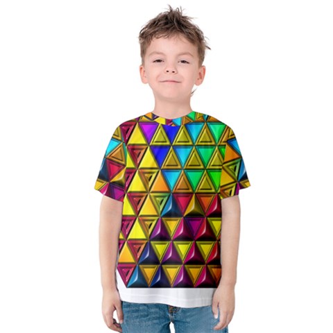 Cube Diced Tile Background Image Kids  Cotton T-shirt by Hannah976