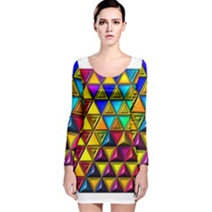 Cube Diced Tile Background Image Long Sleeve Velvet Bodycon Dress