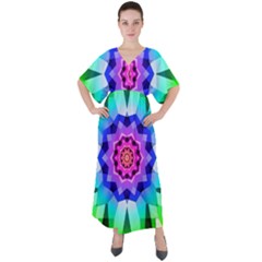 Ornament Kaleidoscope V-neck Boho Style Maxi Dress by Hannah976