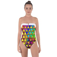 Cube Diced Tile Background Image Tie Back One Piece Swimsuit