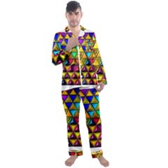 Cube Diced Tile Background Image Men s Long Sleeve Satin Pajamas Set by Hannah976