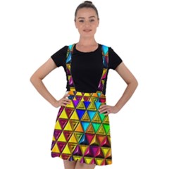 Cube Diced Tile Background Image Velvet Suspender Skater Skirt by Hannah976