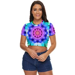 Ornament Kaleidoscope Side Button Cropped T-shirt by Hannah976