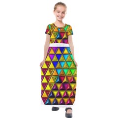 Cube Diced Tile Background Image Kids  Short Sleeve Maxi Dress by Hannah976