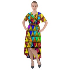 Cube Diced Tile Background Image Front Wrap High Low Dress by Hannah976