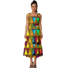 Cube Diced Tile Background Image Square Neckline Tiered Midi Dress by Hannah976
