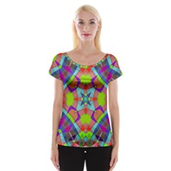 Farbenpracht Kaleidoscope Pattern Cap Sleeve Top