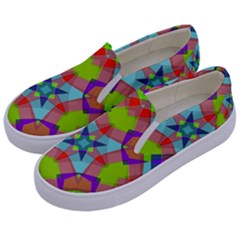 Farbenpracht Kaleidoscope Pattern Kids  Canvas Slip Ons by Hannah976