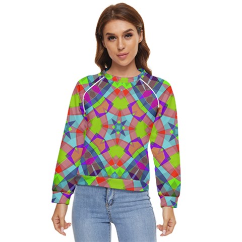 Farbenpracht Kaleidoscope Pattern Women s Long Sleeve Raglan T-shirt by Hannah976