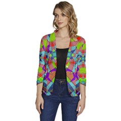 Farbenpracht Kaleidoscope Pattern Women s One-button 3/4 Sleeve Short Jacket by Hannah976