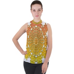 Mandala Background Image Ornament Mock Neck Chiffon Sleeveless Top