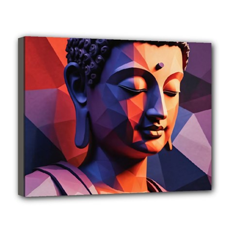 Let That Shit Go Buddha Low Poly (6) Canvas 14  X 11  (stretched)