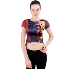 Let That Shit Go Buddha Low Poly (6) Crew Neck Crop Top by 1xmerch