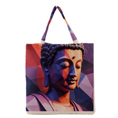 Let That Shit Go Buddha Low Poly (6) Grocery Tote Bag by 1xmerch