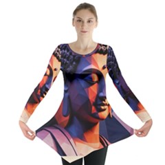 Let That Shit Go Buddha Low Poly (6) Long Sleeve Tunic  by 1xmerch