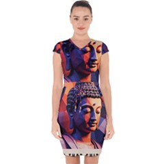 Let That Shit Go Buddha Low Poly (6) Capsleeve Drawstring Dress  by 1xmerch