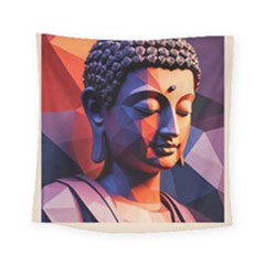 Let That Shit Go Buddha Low Poly (6) Square Tapestry (small) by 1xmerch