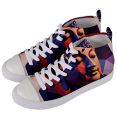 Let That Shit Go Buddha Low Poly (6) Women s Mid-top Canvas Sneakers by 1xmerch