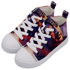 Let That Shit Go Buddha Low Poly (6) Kids  Mid-top Canvas Sneakers by 1xmerch