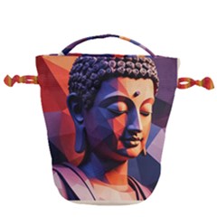 Let That Shit Go Buddha Low Poly (6) Drawstring Bucket Bag by 1xmerch