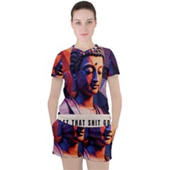 Let That Shit Go Buddha Low Poly (6) Women s T-shirt And Shorts Set