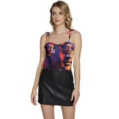Let That Shit Go Buddha Low Poly (6) Flowy Camisole Tie Up Top