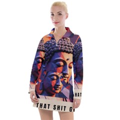 Let That Shit Go Buddha Low Poly (6) Women s Long Sleeve Casual Dress by 1xmerch