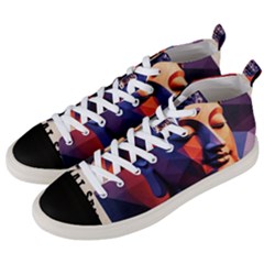 Let That Shit Go Buddha Low Poly (6) Men s Mid-top Canvas Sneakers by 1xmerch