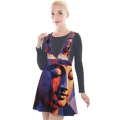 Let That Shit Go Buddha Low Poly (6) Plunge Pinafore Velour Dress by 1xmerch
