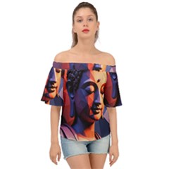 Let That Shit Go Buddha Low Poly (6) Off Shoulder Short Sleeve Top by 1xmerch