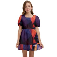 Let That Shit Go Buddha Low Poly (6) Kids  Short Sleeve Dolly Dress