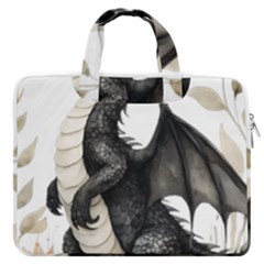 Cute Black Baby Dragon Flowers Painting (2) Macbook Pro 13  Double Pocket Laptop Bag by 1xmerch