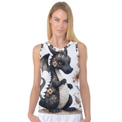 Cute Black Baby Dragon Flowers Painting (7) Women s Basketball Tank Top by 1xmerch