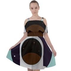 Astronaut Space Astronomy Universe Cut Out Shoulders Chiffon Dress by Sarkoni