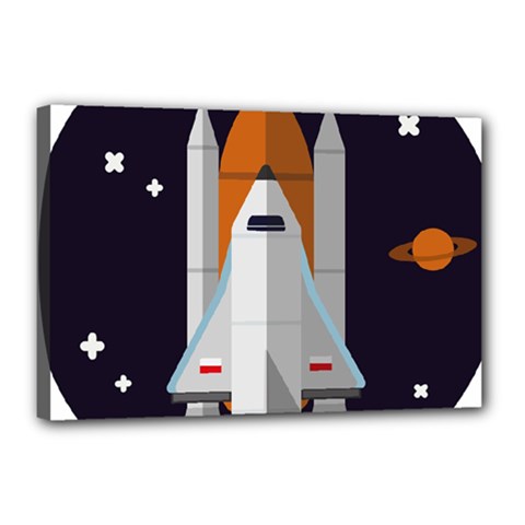 Rocket Space Universe Spaceship Canvas 18  X 12  (stretched)