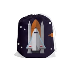 Rocket Space Universe Spaceship Drawstring Pouch (large)