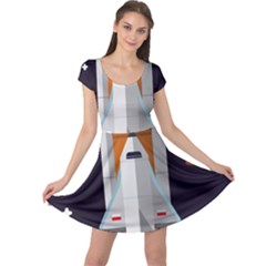 Rocket Space Universe Spaceship Cap Sleeve Dress