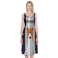 Rocket Space Universe Spaceship Midi Sleeveless Dress