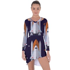 Rocket Space Universe Spaceship Asymmetric Cut-out Shift Dress