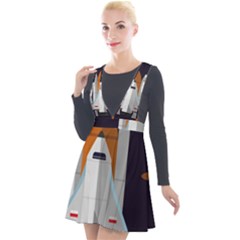 Rocket Space Universe Spaceship Plunge Pinafore Velour Dress