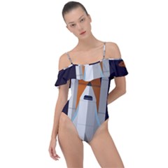Rocket Space Universe Spaceship Frill Detail One Piece Swimsuit by Sarkoni