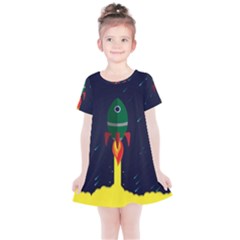 Rocket Halftone Astrology Astronaut Kids  Simple Cotton Dress